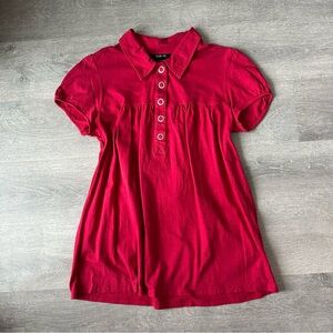 Style & co Red Babydoll Polo Shirt Y2K